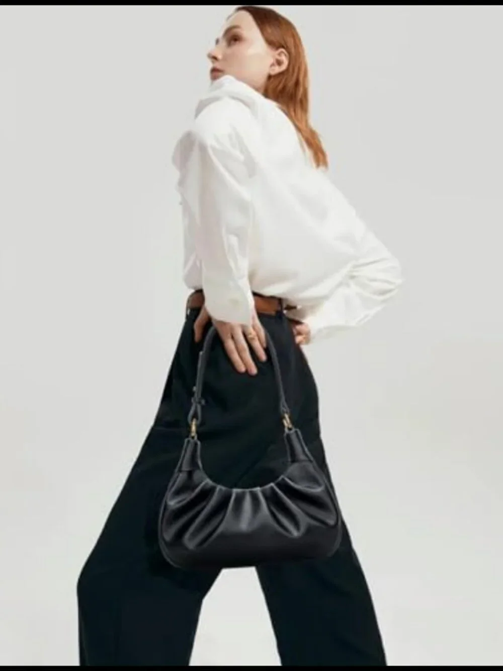 Ruched Crescent Shoulder Bag Mini Hobo Underarm Purse for Women